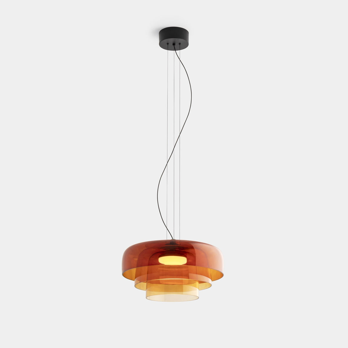 Lámpara colgante de vidrio en capas de 16.5" naranja para isla de cocina y mesa de comedor – Lámpara colgante con cable ajustable, LED incluido, estilo escandinavo moderno | Thomler