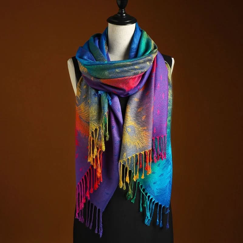 Ombré Cashmere-Blend Scarf – Sunset to Twilight Gradient Wrap for Women