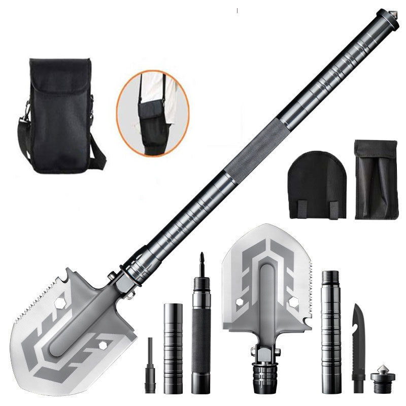 Multi-Tool Camping Shovel with Firestarter Axe Saw Knife Hammer for Hiking Backpacking Emergency Survival Outdoor Adventures Car Trunk Kit | Thomler