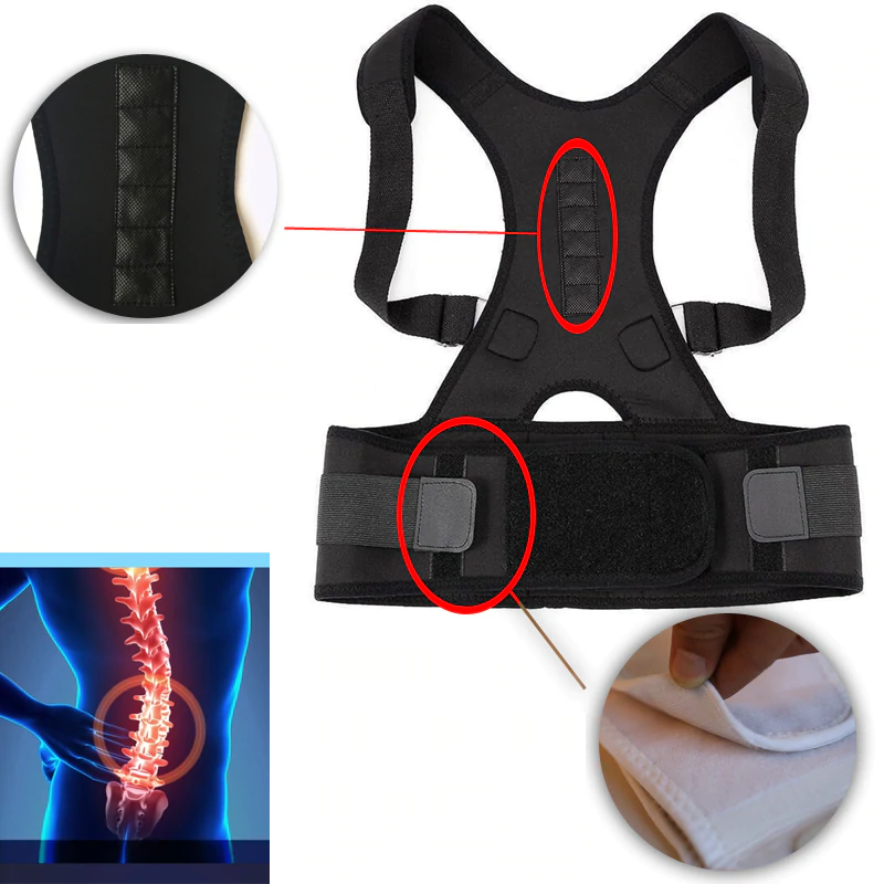Adjustable Posture Corrector Brace with Magnetic Therapy for Upper Back and Shoulder Pain Relief | Men & Women Support Belt