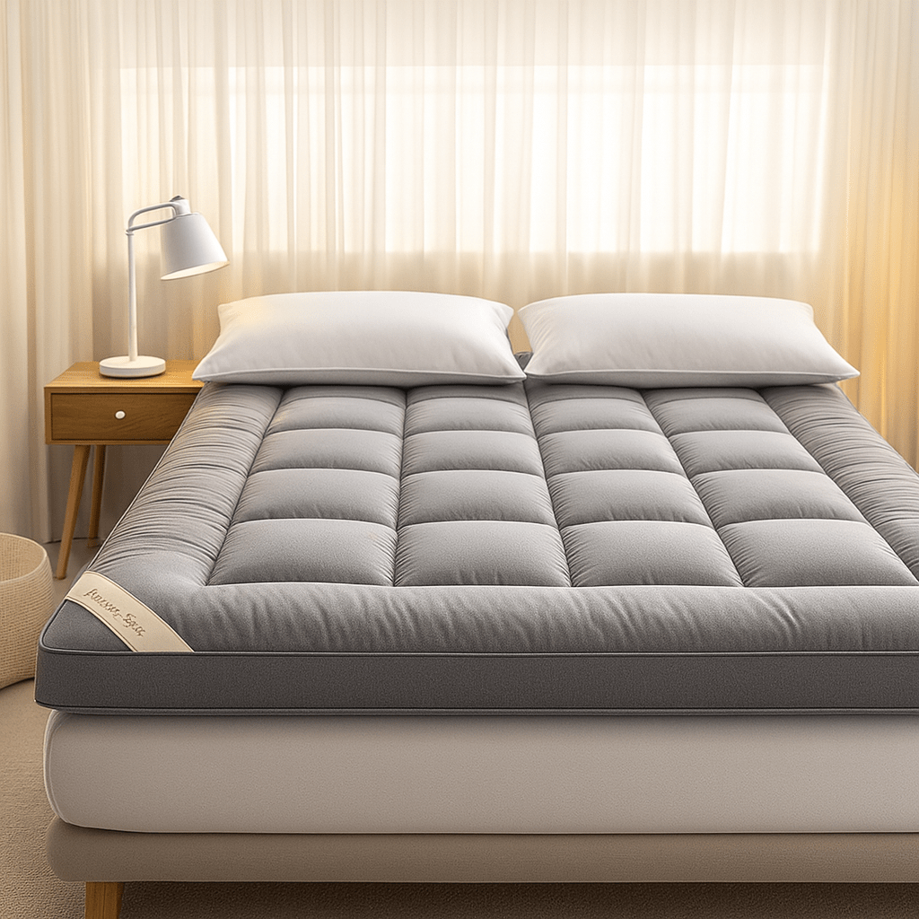 Bamboo Charcoal Memory Foam Bed Pad 2 Inch Cooling Temperature Regulating Sleep Surface for Hot Sleepers Back Pain Relief Hypoallergenic Ela | Thomler