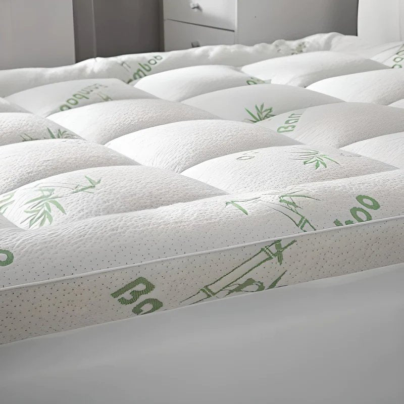 2-Inch Breathable Bamboo Mattress Pad Overlay for Cooling Comfort | Hypoallergenic Bed Cover for Hot Sleepers | Twin Full Queen King | Thomler