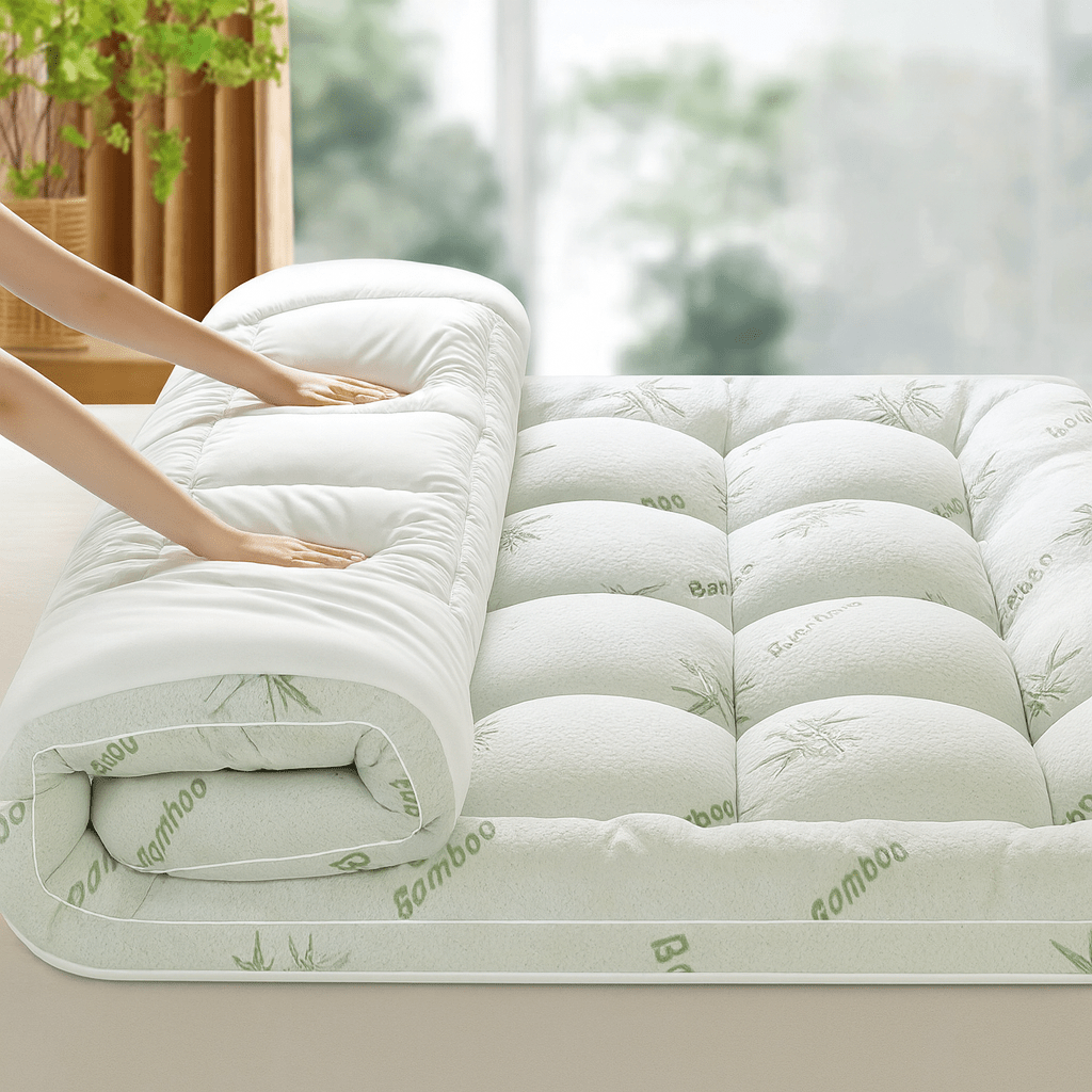 2-Inch Breathable Bamboo Mattress Pad Overlay for Cooling Comfort | Hypoallergenic Bed Cover for Hot Sleepers | Twin Full Queen King | Thomler