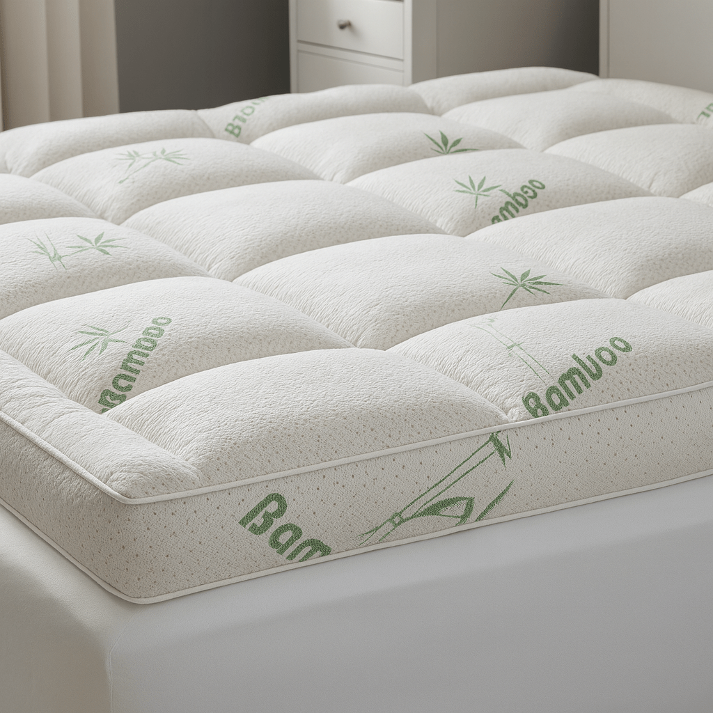 2-Inch Breathable Bamboo Mattress Pad Overlay for Cooling Comfort | Hypoallergenic Bed Cover for Hot Sleepers | Twin Full Queen King | Thomler