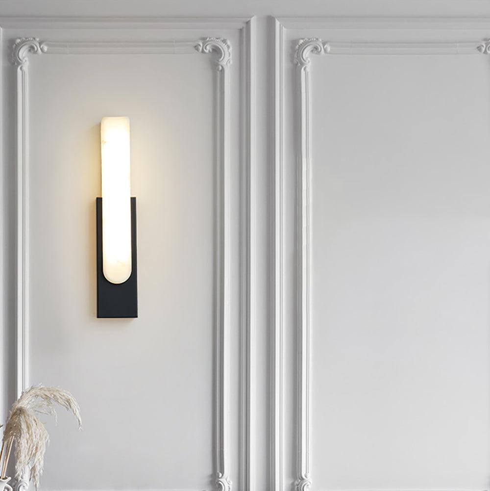 LED Sconce Light 20 Inch Vertical Alabaster Shade Gold Base Hardwired Modern Bedroom Hallway Wall Fixture for Contemporary Homes | Thomler