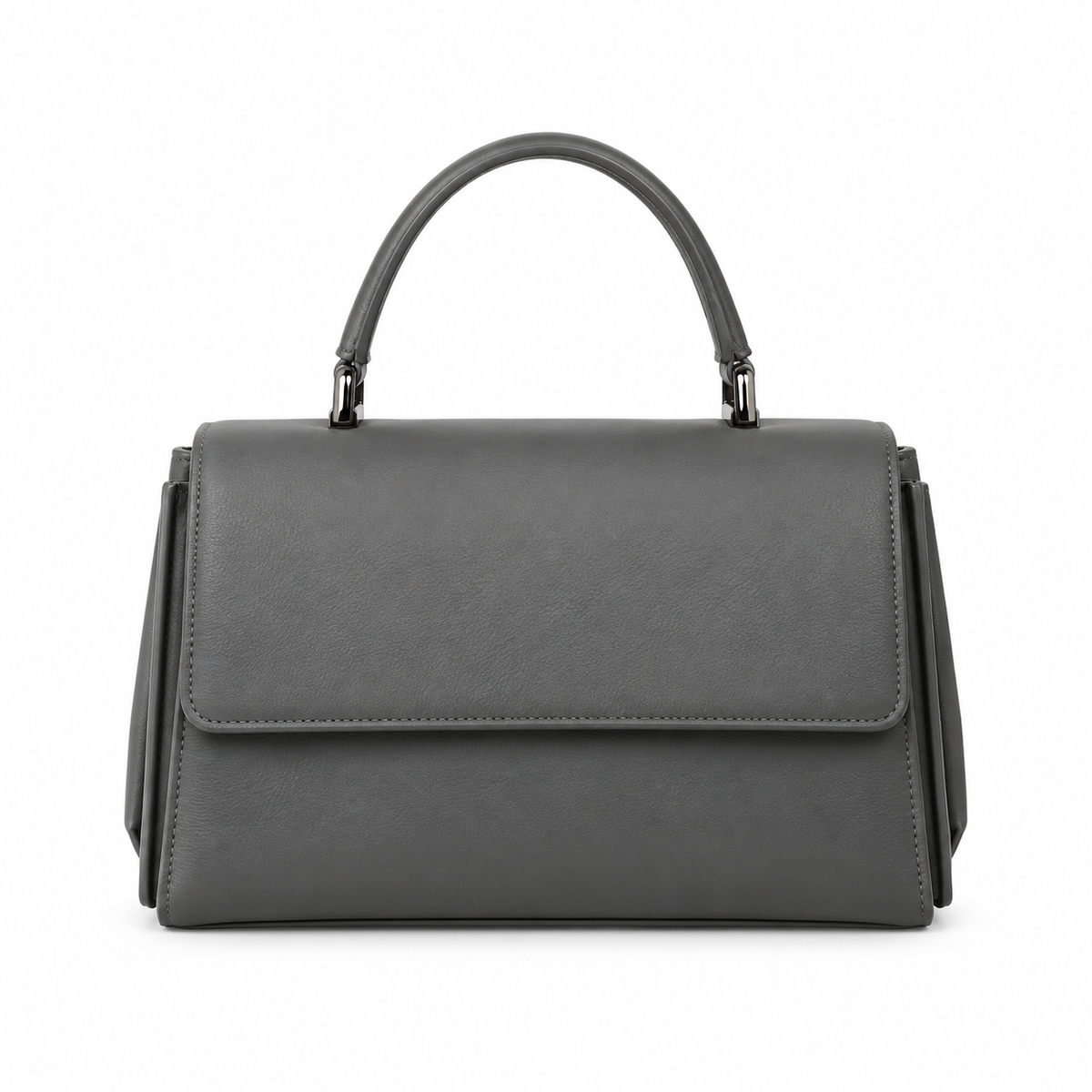 Bolso de mano gris con asa superior de 12 pulg. – Estructurado
