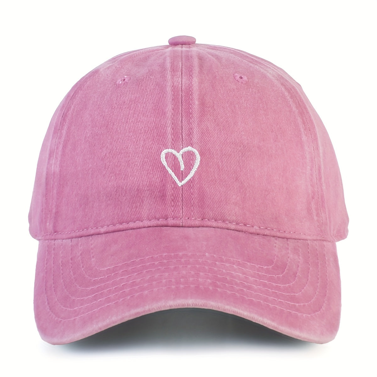 Adjustable Cotton Baseball Cap with Embroidered Heart Detail for Women – Breathable Summer Hat | Thomler