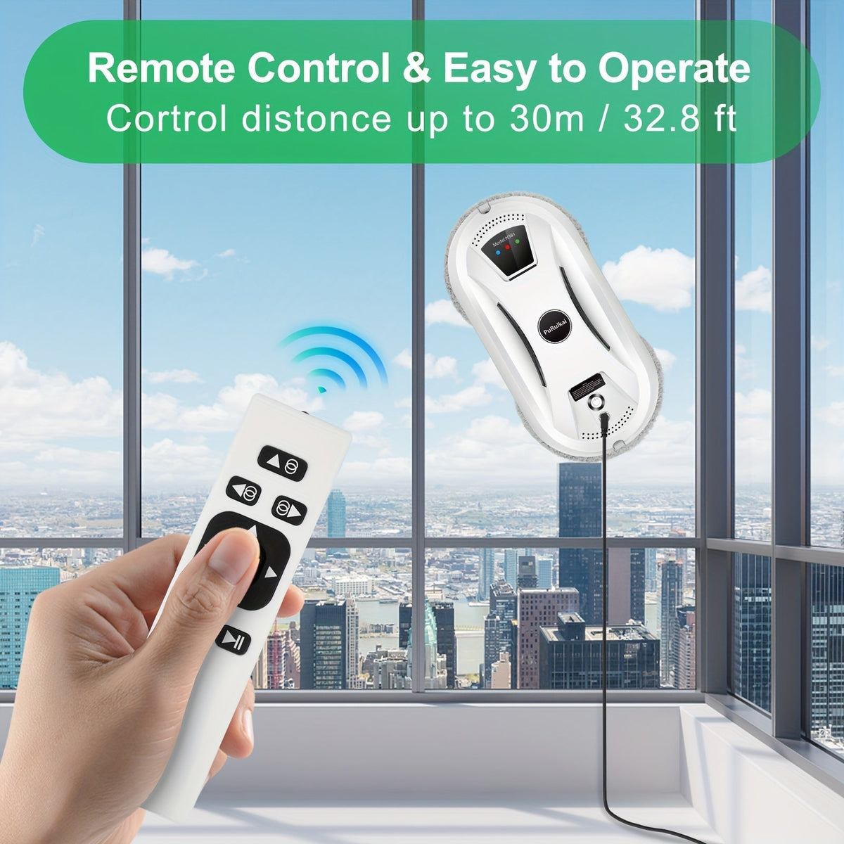 Robotic Window Cleaner with Remote Control for Glass Doors, Mirrors & Windows | Thomler