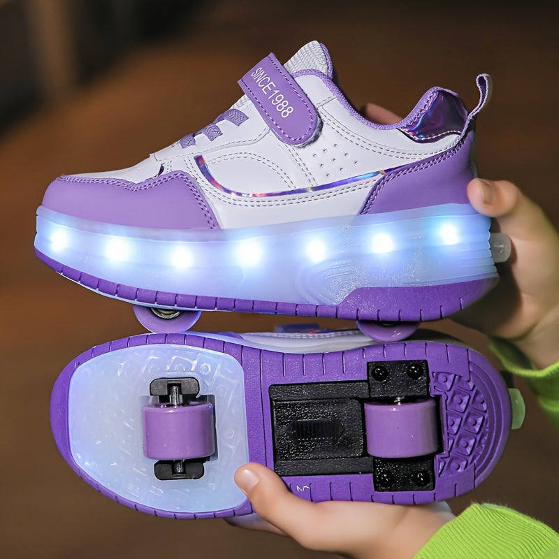 LED-Rollschuh-Sneaker für Kinder mit abnehmbaren Rollen – USB-aufladbare Inlineskates für Jungen & Mädchen