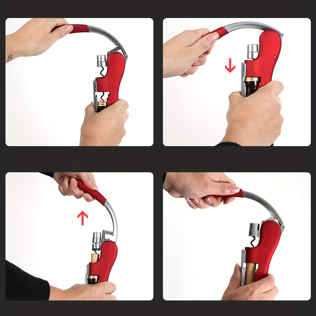 Lever-Action Wine Opener with Comfortable Grip for Effortless Cork Removal at Home, Bars & Restaurants | Thomler