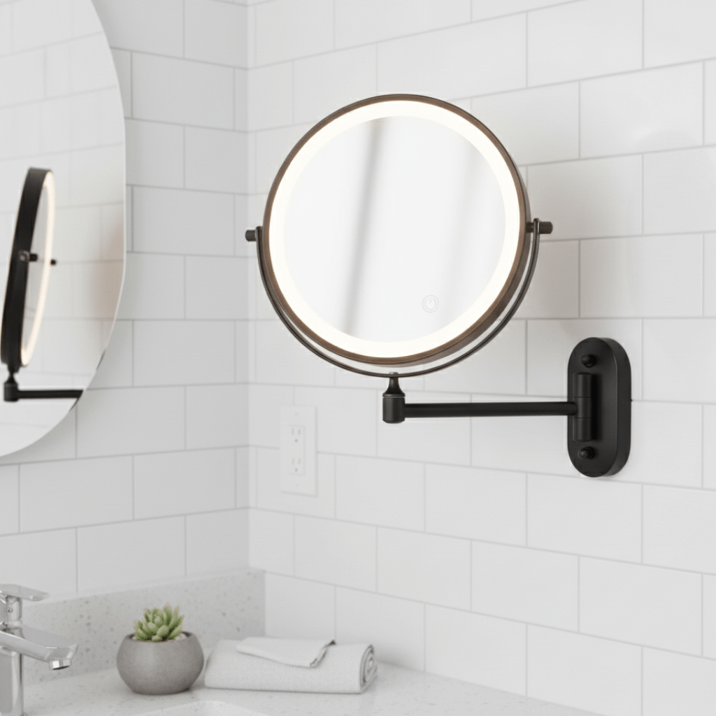 Rechargeable Lighted Vanity Mirror with Magnification & Touch Dimming for Bathroom Counter Makeup Application Skincare Beauty Routine | Thomler