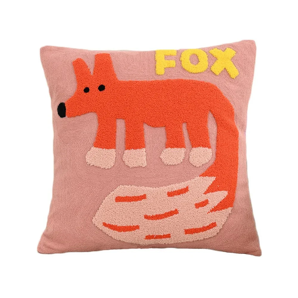 Geborduurde sierkussenhoes 45x45 cm vierkant dierenmotief Scandinavische stijl katoen-polyester mix kussensloop bank slaapkamer decoratie bank accent | Thomler