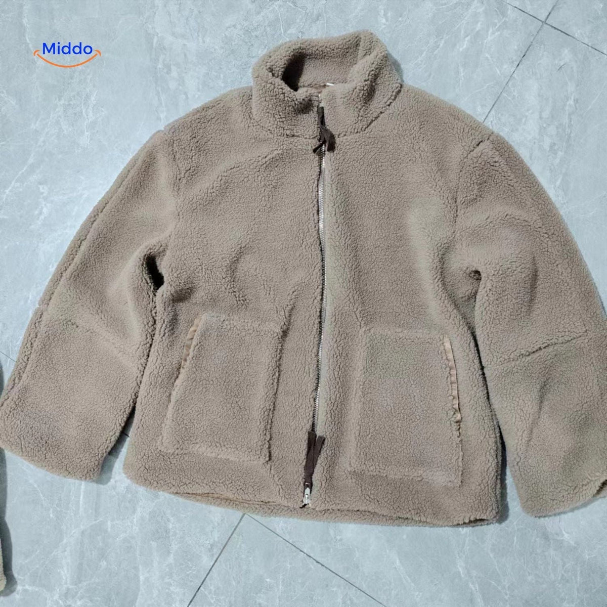 Faux Shearling Jacket with Stand Collar for Women – Plush Sherpa Winter Coat