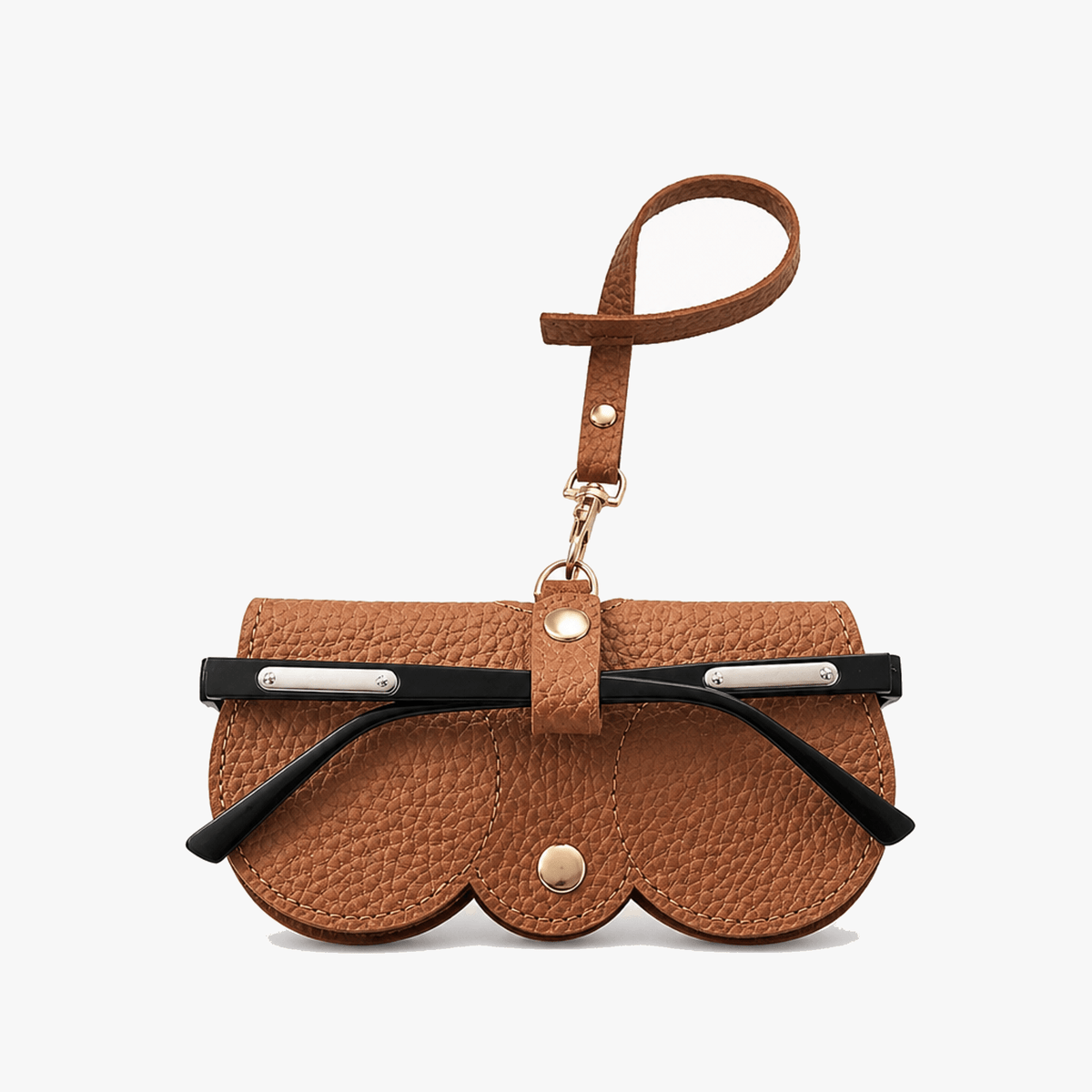 Slanke kunstleren brillenkoker voor op reis, opbergtasje voor in de tas, grijs zwart bruin oranje koffiebruin | Thomler