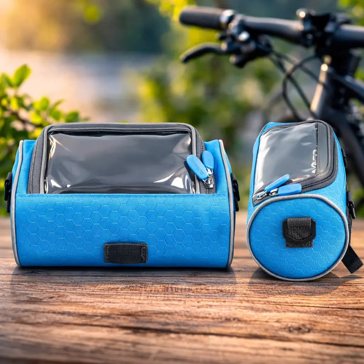 Waterdichte fietstas voor aan het stuur met transparant telefoonvak voor veilige toegang en stabiele bevestiging op het fietsstuur