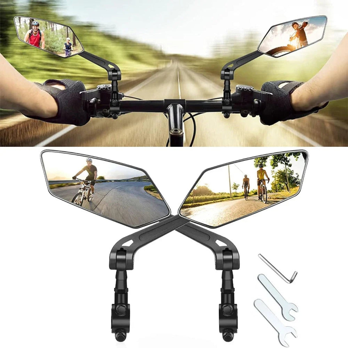 Bike Mirrors With Adjustable Wide-Angle Rear View