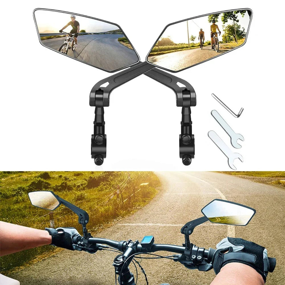 Bike Mirrors With Adjustable Wide-Angle Rear View