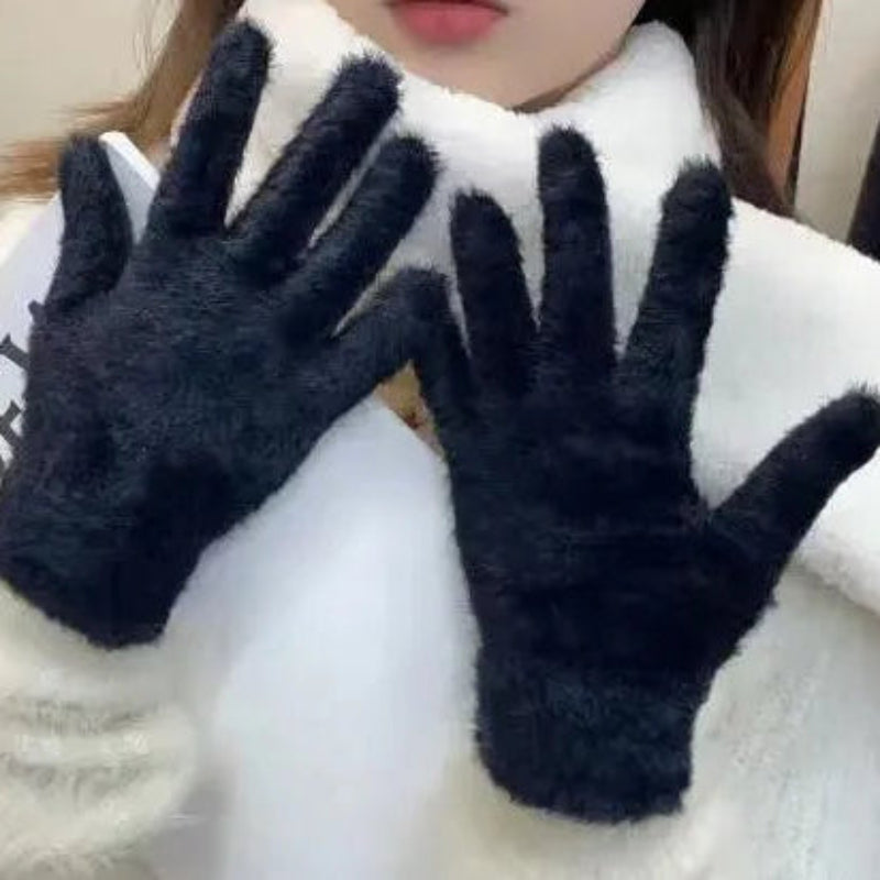 Weiche Plüsch Winterhandschuhe für Damen