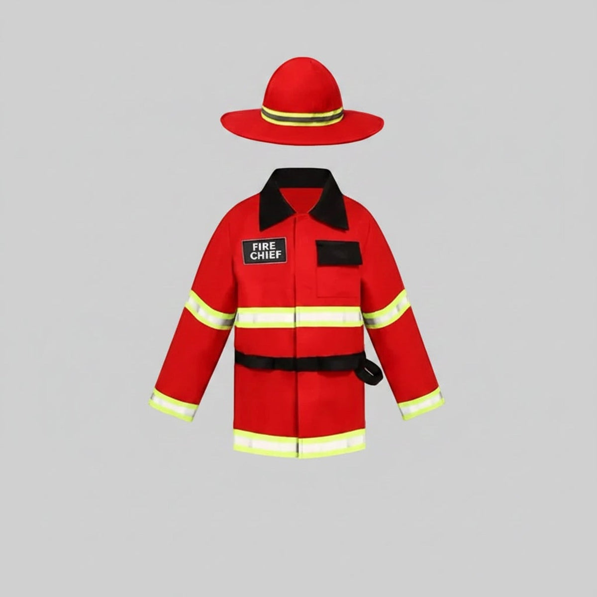 Brandweerkostuum voor jongens voor Halloween met brandweercommandant-badge en reflecterende strepen
