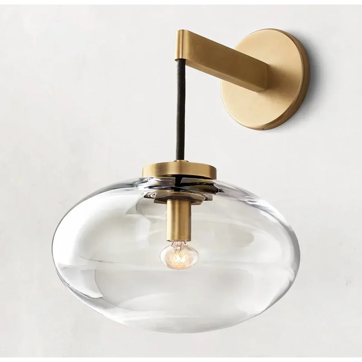 Amber Glass Sconce Light Fixture Copper Finish 10.6 inch for Bedroom Hallway Living Room Modern Wall Mount Accent Lighting | Thomler