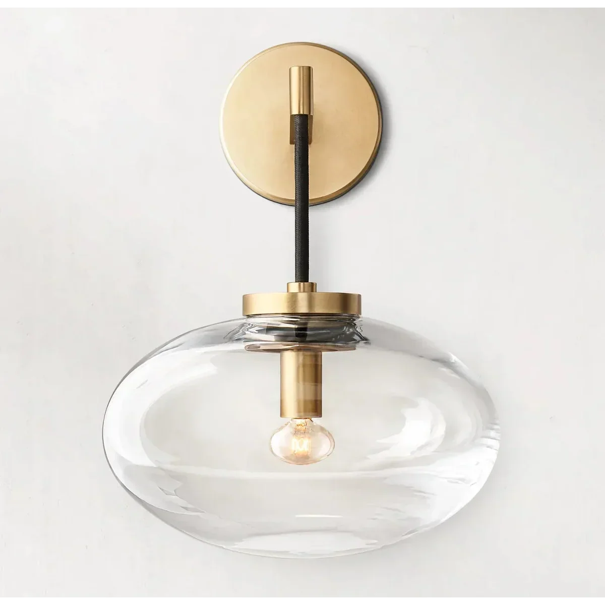 Amber Glass Sconce Light Fixture Copper Finish 10.6 inch for Bedroom Hallway Living Room Modern Wall Mount Accent Lighting | Thomler