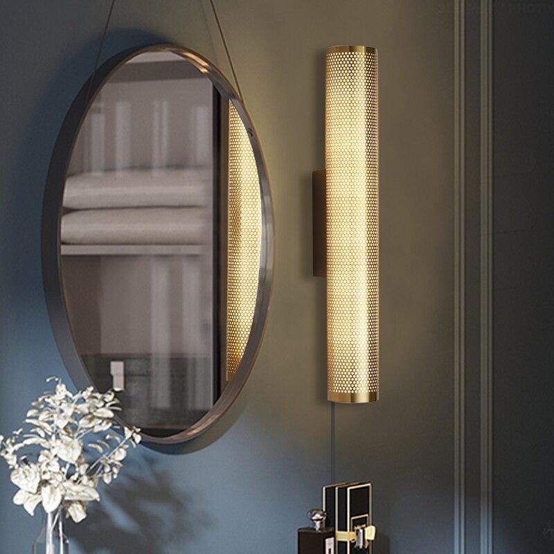 Vaste badkamerlamp voor boven de wastafel met gouden afwerking, moderne wandlamp voor slaapkamer, woonkamer, toilet & hal | Thomler
