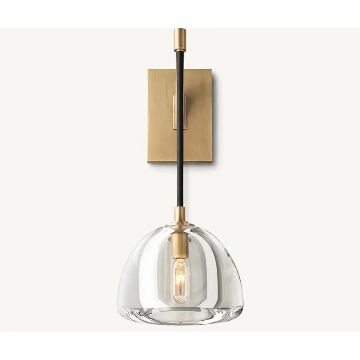 Glass Shade Sconce Light 16 in Copper Arm for Bedroom Hallway Ambient Lighting Fixture Brass Black Metal Industrial Style Wall Mount | Thomler
