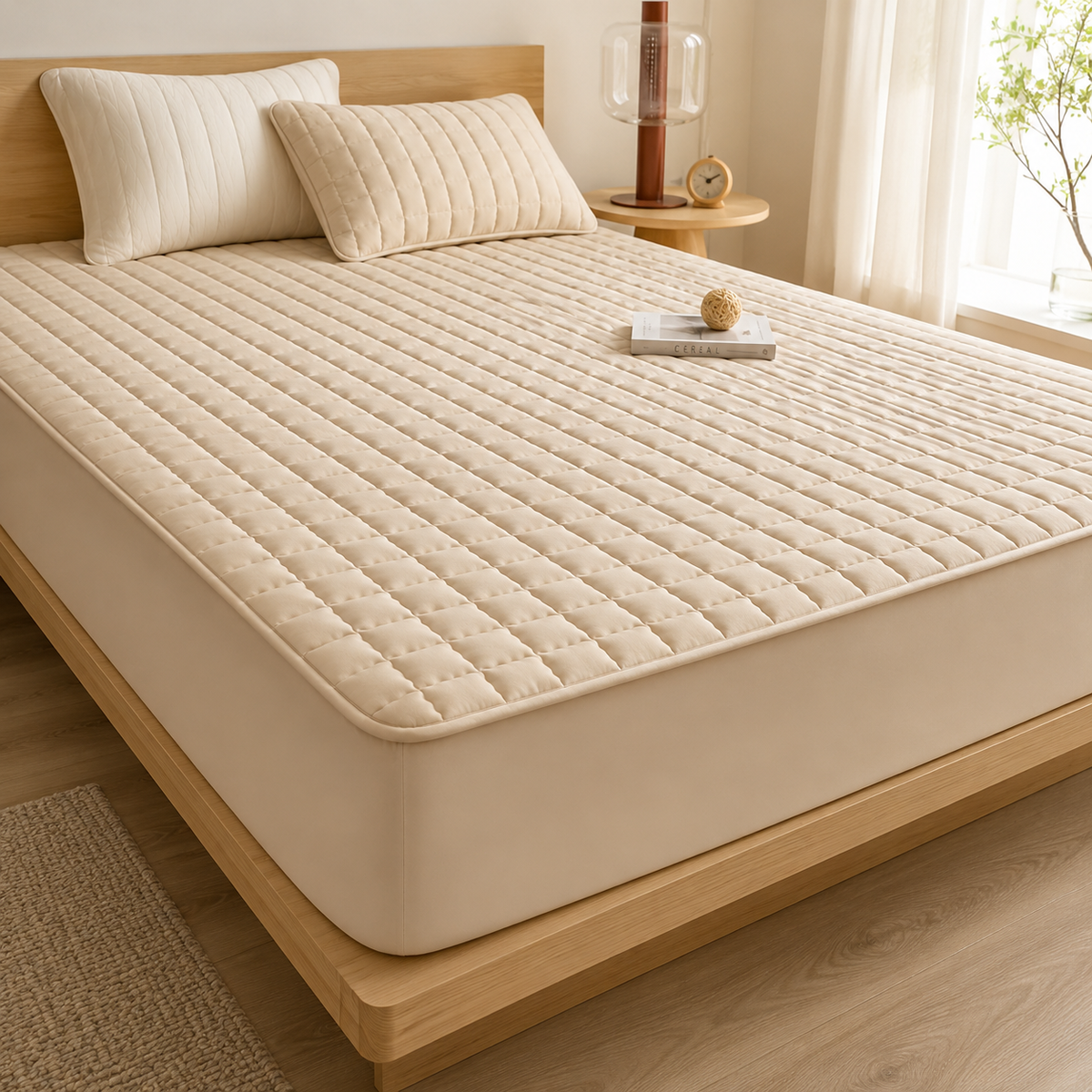 Quilted Waterproof Mattress Protector with Breathable Layer for Deep-Pocket Beds