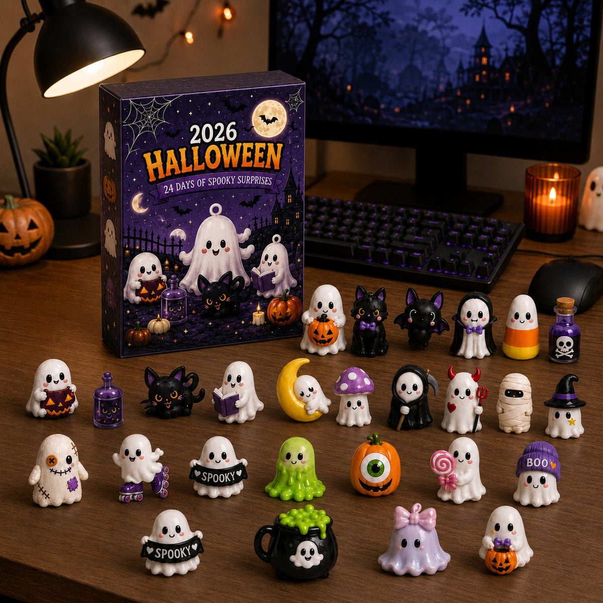 Colección de cuenta regresiva de misterio de Halloween de 24 días