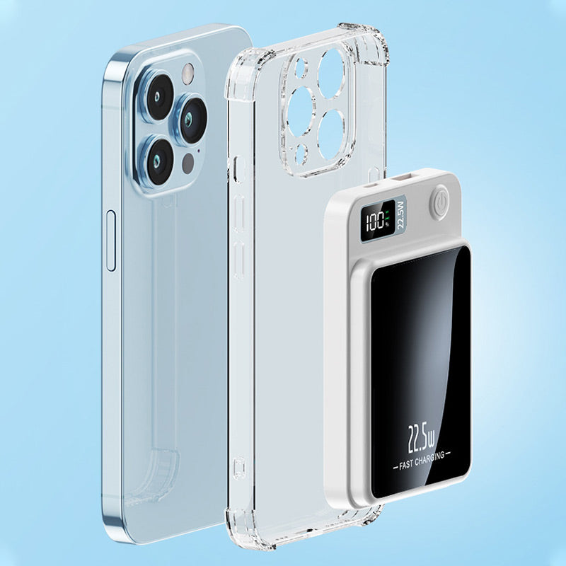 Batería externa portátil de 20000 mAh con carga inalámbrica y pantalla LED para smartphones, tabletas, iPhone, Android, viajes y respaldo de emergencia | Thomler