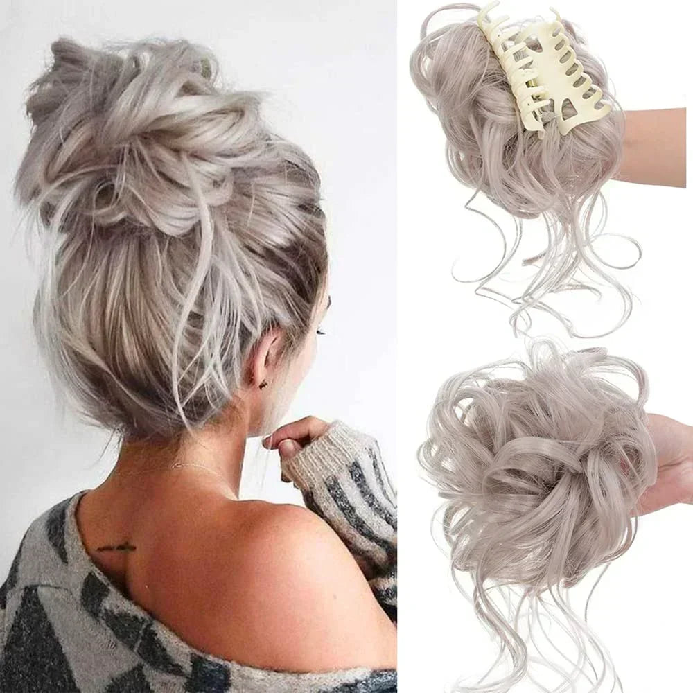 Synthetic Updo Hairpiece with Clip Attachment – Textured Volume for Thin or Fine Hair – Available in 18 Shades Including Blonde, Brown, Black, Gray