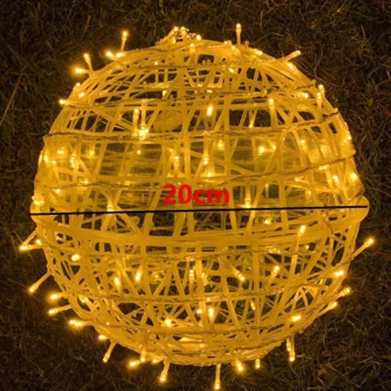 Woven LED Globe Light 8 Inch Waterproof Outdoor Hanging Orb for Trees Patios & Garden Decor | Connectable String Sphere Lights Yard Decorati | Thomler