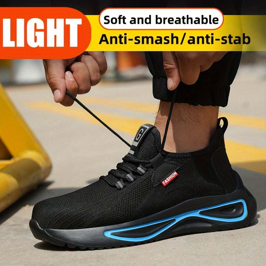 Stalen neus werksneakers voor heren – Lichtgewicht ademende veiligheidsschoenen met anti-perforatiezool voor op de bouwplaats & buitengebruik | Thomler