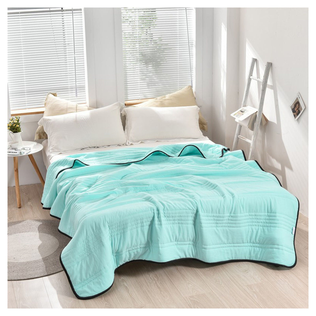Manta termorreguladora para personas calurosas: ropa de cama de poliéster suave que absorbe la humedad para disfrutar de comodidad durante todo el año en el dormitorio o la habitación de invitados | Thomler
