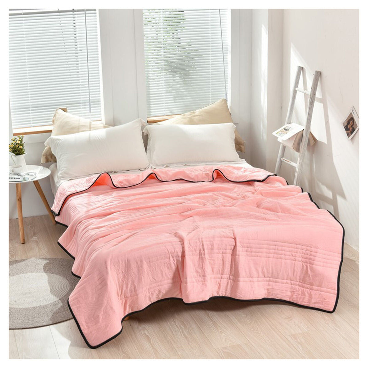 Manta termorreguladora para personas calurosas: ropa de cama de poliéster suave que absorbe la humedad para disfrutar de comodidad durante todo el año en el dormitorio o la habitación de invitados | Thomler