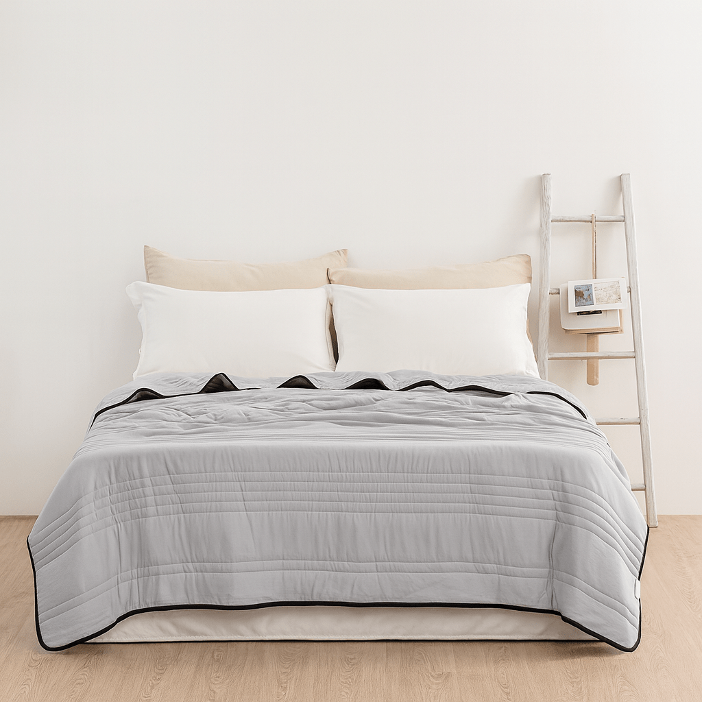 Manta termorreguladora para personas calurosas: ropa de cama de poliéster suave que absorbe la humedad para disfrutar de comodidad durante todo el año en el dormitorio o la habitación de invitados | Thomler