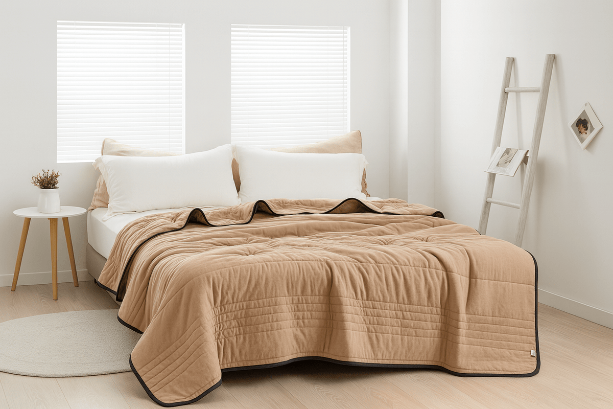 Manta termorreguladora para personas calurosas: ropa de cama de poliéster suave que absorbe la humedad para disfrutar de comodidad durante todo el año en el dormitorio o la habitación de invitados | Thomler