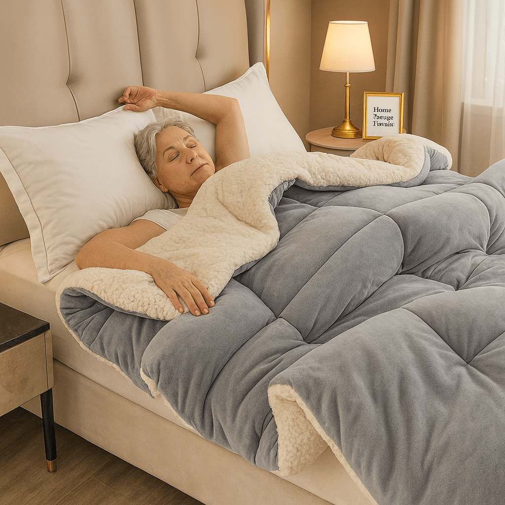 Plush Two-Sided Comforter for Bedroom - Checkered Microfiber & Fleece Blanket - Year-Round Lightweight Throw for Queen or Full Bed - Machine | Thomler