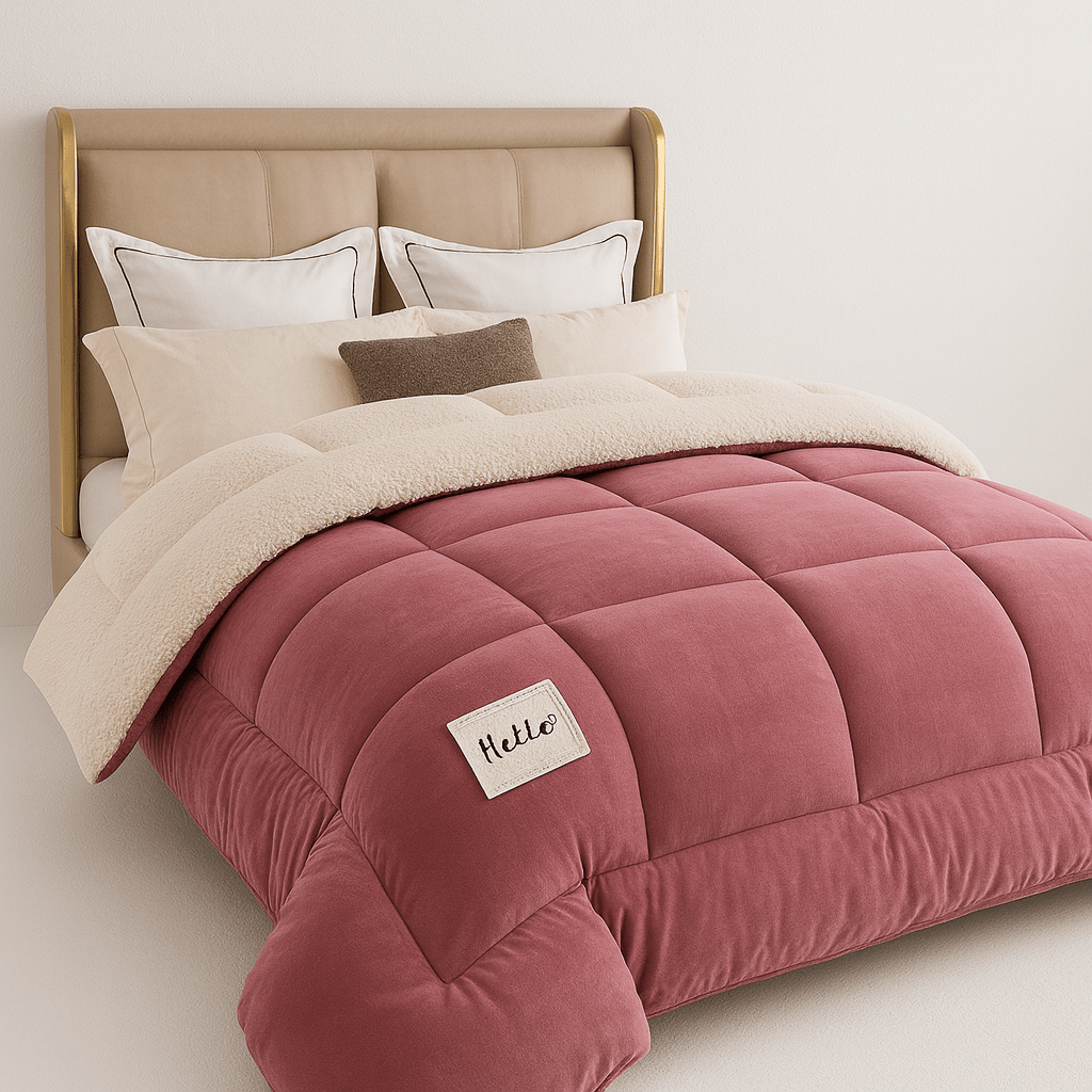 Plush Two-Sided Comforter for Bedroom - Checkered Microfiber & Fleece Blanket - Year-Round Lightweight Throw for Queen or Full Bed - Machine | Thomler