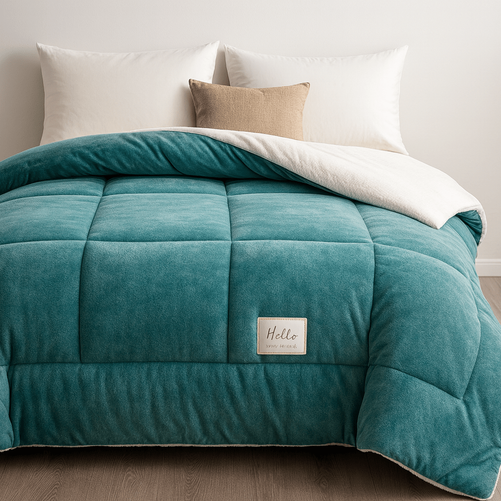 Plush Two-Sided Comforter for Bedroom - Checkered Microfiber & Fleece Blanket - Year-Round Lightweight Throw for Queen or Full Bed - Machine | Thomler