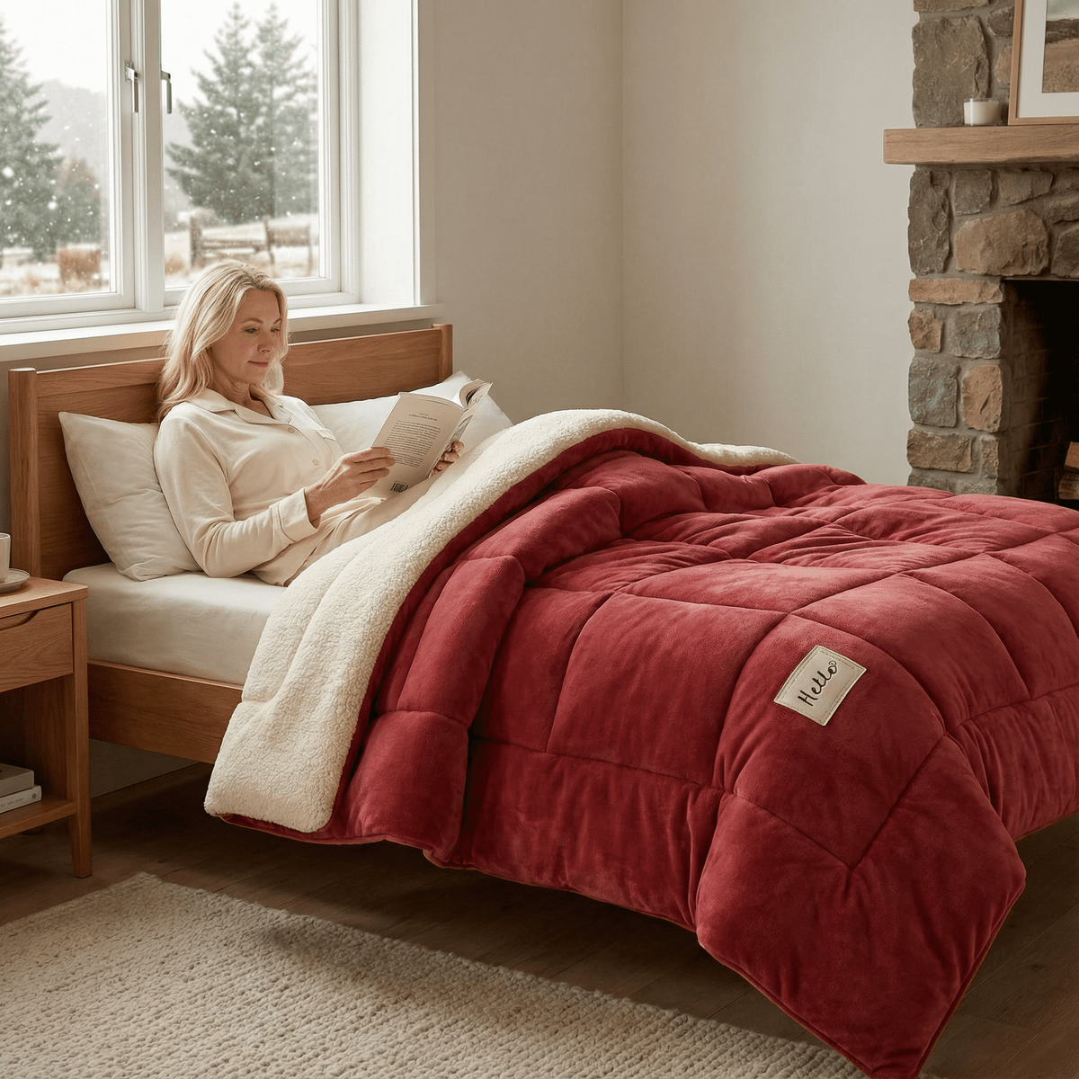 Plush Two-Sided Comforter for Bedroom - Checkered Microfiber & Fleece Blanket - Year-Round Lightweight Throw for Queen or Full Bed - Machine | Thomler