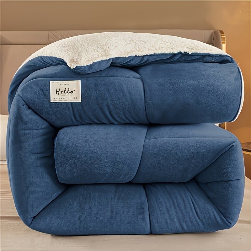 Plush Two-Sided Comforter for Bedroom - Checkered Microfiber & Fleece Blanket - Year-Round Lightweight Throw for Queen or Full Bed - Machine | Thomler