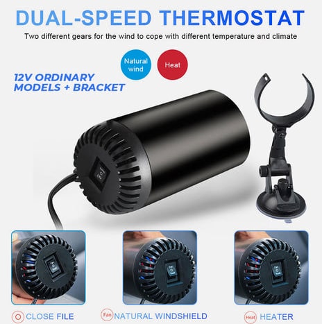 Fast Heating Cup Shape Warm Plug And Use 360 Degree Rotatable Car Air Blower