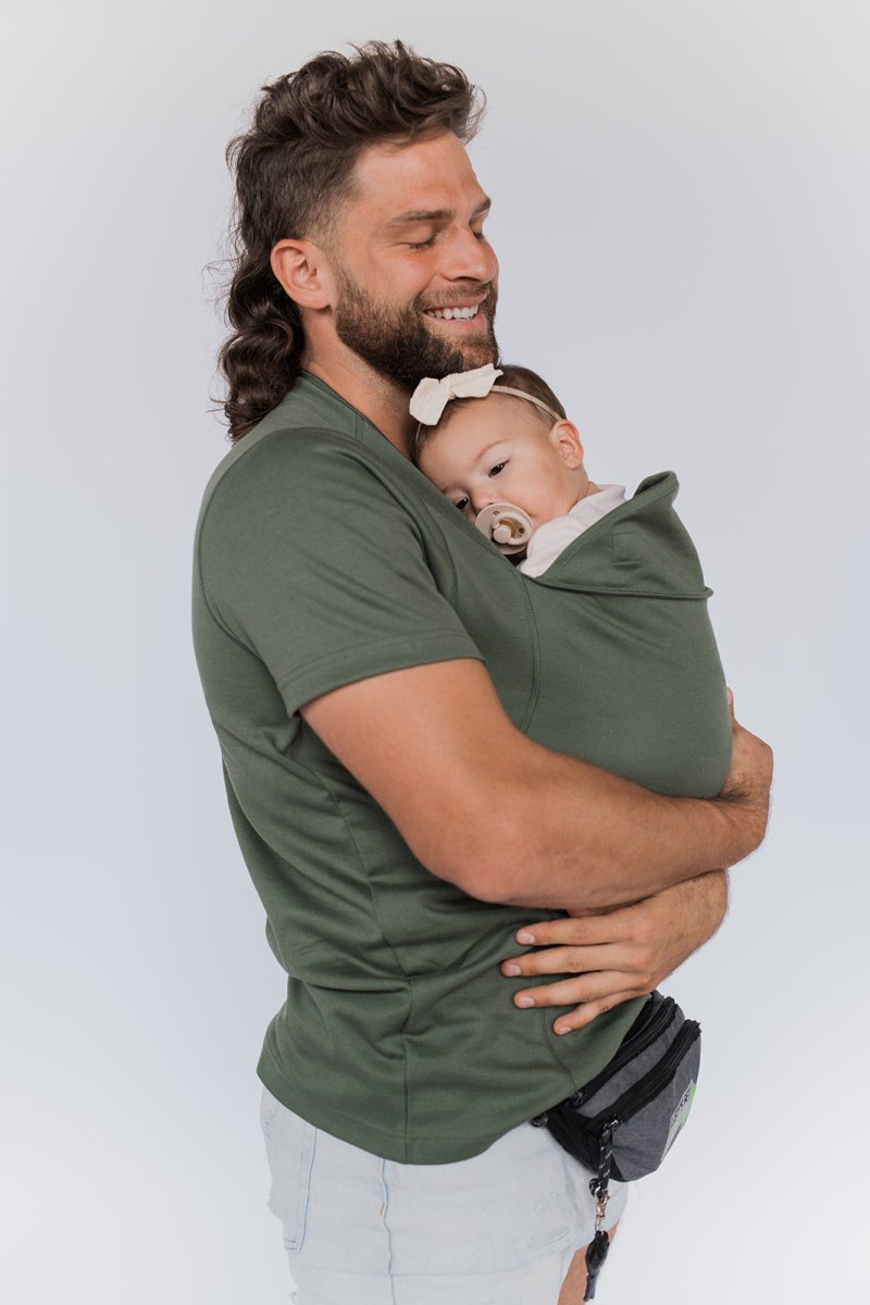 Freihändiges Babytrage-Shirt für Mama & Papa mit integriertem Stillzugang | Weiches Baumwollmischgewebe, tragbares Babytrage-Oberteil für Neugeborene, Haut-auf-Haut