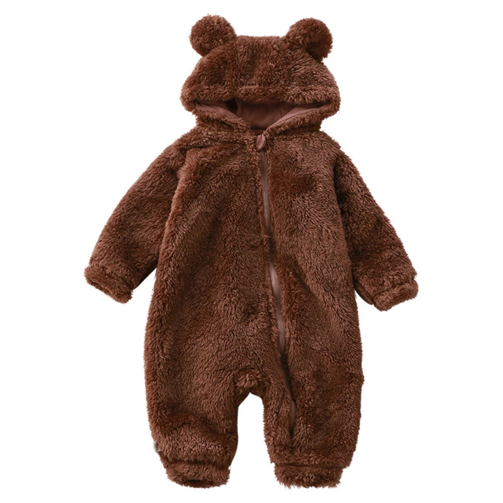 Fleece-Overall mit Kapuze für Babys & Kleinkinder mit Tierohren | Jumpsuit mit Reißverschluss für Jungen & Mädchen | Winter-Schlafanzug 0-36 Monate