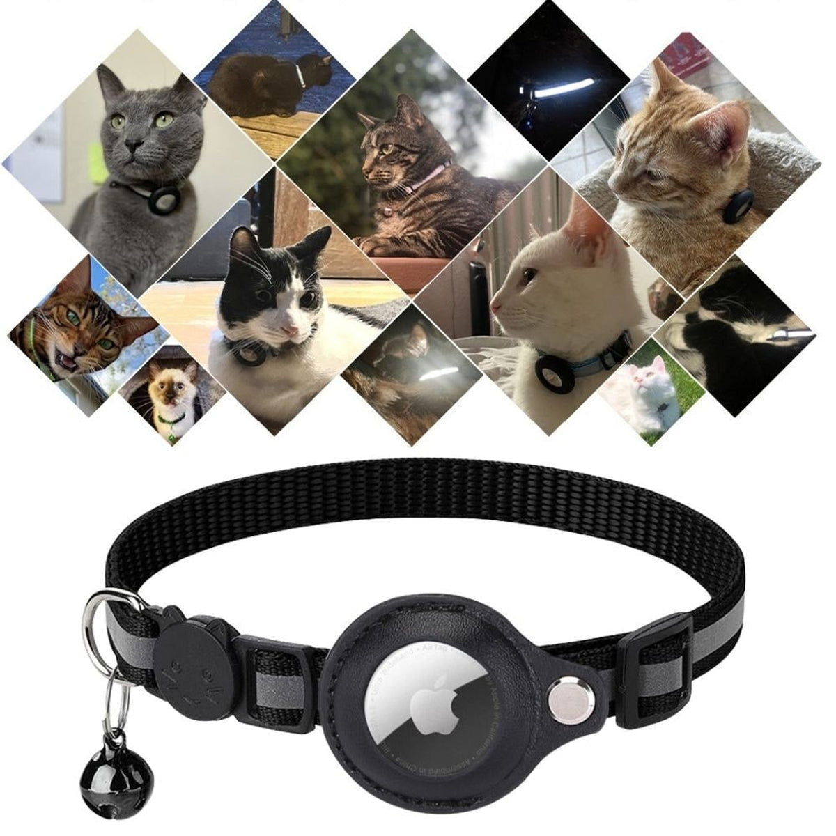 Cat GPS Tracker Collar With Reflective Design For Enhanced Visibility At Night And Quick Release Closure To Prevent Choking Hazards