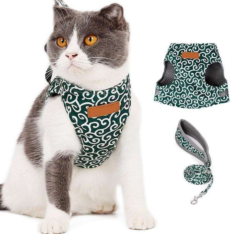 Kattenharnas & Lijnset | Ademend Mesh Vest voor Buitenavonturen | Verstelbaar Anti-trekontwerp voor Katten & Kleine Honden