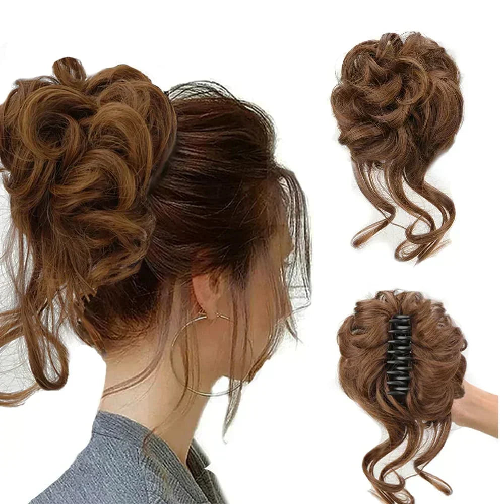 Synthetic Updo Hairpiece with Clip Attachment – Textured Volume for Thin or Fine Hair – Available in 18 Shades Including Blonde, Brown, Black, Gray