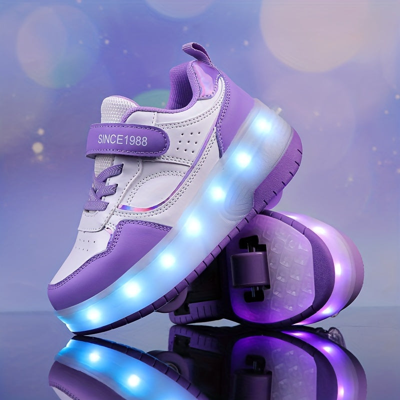 LED-Rollschuh-Sneaker für Kinder mit abnehmbaren Rollen – USB-aufladbare Inlineskates für Jungen & Mädchen