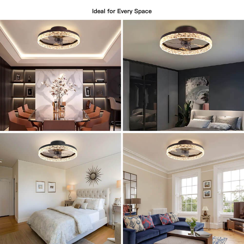 Low-Profile Flush Mount Ceiling Fan with Dimmable LED Light & Remote 20 Inch for Bedroom Living Room Kitchen Dining Reversible Blades 6 Spee | Thomler